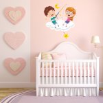 Αυτοκόλλητο τοίχου - Παιδάκια σε συννεφάκι