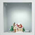 Χριστουγεννιάτικο Αυτοκόλλητο - Χιονισμένο σπιτάκι