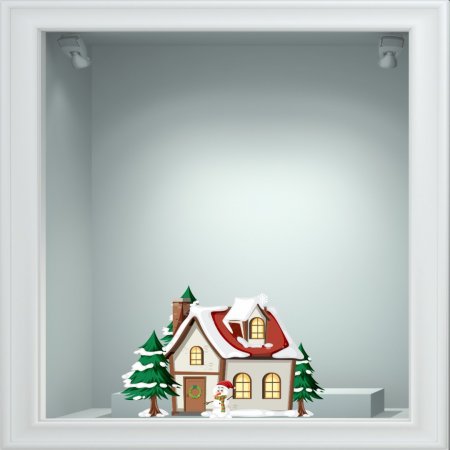 Χριστουγεννιάτικο Αυτοκόλλητο - Χιονισμένο σπιτάκι