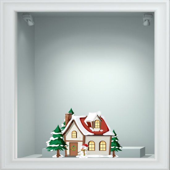 Χριστουγεννιάτικο Αυτοκόλλητο - Χιονισμένο σπιτάκι Χριστουγεννιάτικο Αυτοκόλλητο - Χιονισμένο σπιτάκι