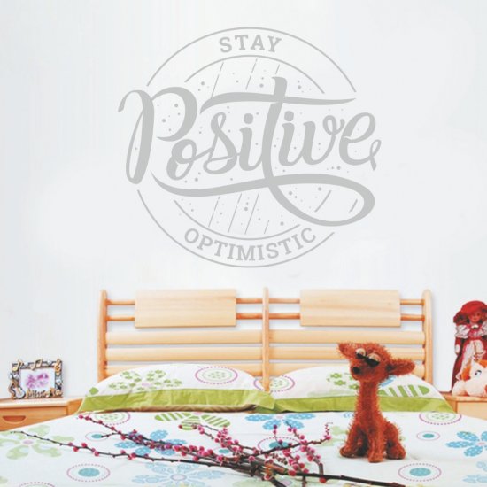 Αυτοκόλλητο Τοίχου - Stay Positive Χρώμα Ασημί