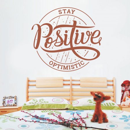 Αυτοκόλλητο Τοίχου - Stay Positive Χρώμα Καφέ