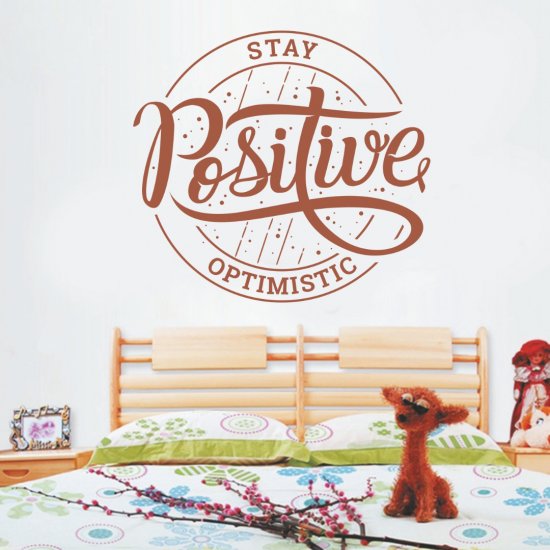 Αυτοκόλλητο Τοίχου - Stay Positive Χρώμα Καφέ