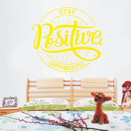 Αυτοκόλλητο Τοίχου - Stay Positive Χρώμα Κίτρινο