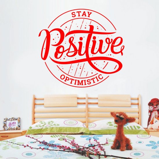 Αυτοκόλλητο Τοίχου - Stay Positive Χρώμα Κόκκινο