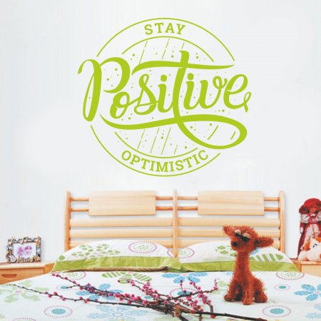 Αυτοκόλλητο Τοίχου - Stay Positive Χρώμα Λαχανί