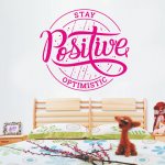 Αυτοκόλλητο Τοίχου - Stay Positive Χρώμα Ματζέντα