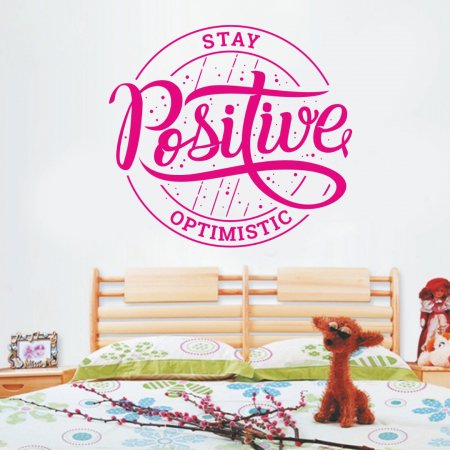 Αυτοκόλλητο Τοίχου - Stay Positive Χρώμα Ματζέντα