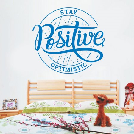 Αυτοκόλλητο Τοίχου - Stay Positive Χρώμα Μπλέ Σκούρο