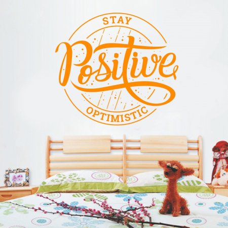 Αυτοκόλλητο Τοίχου - Stay Positive Χρώμα Πορτοκαλί